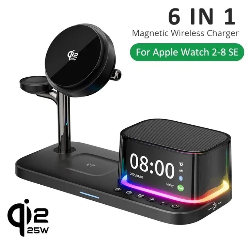 Qi2 25W 5 in 1 Magnetic Wireless Charger Stand with Speaker 25W Fast Charging for Iphone 17 16 15 Pro Max, Airpods,iwatch - Velvet Haven