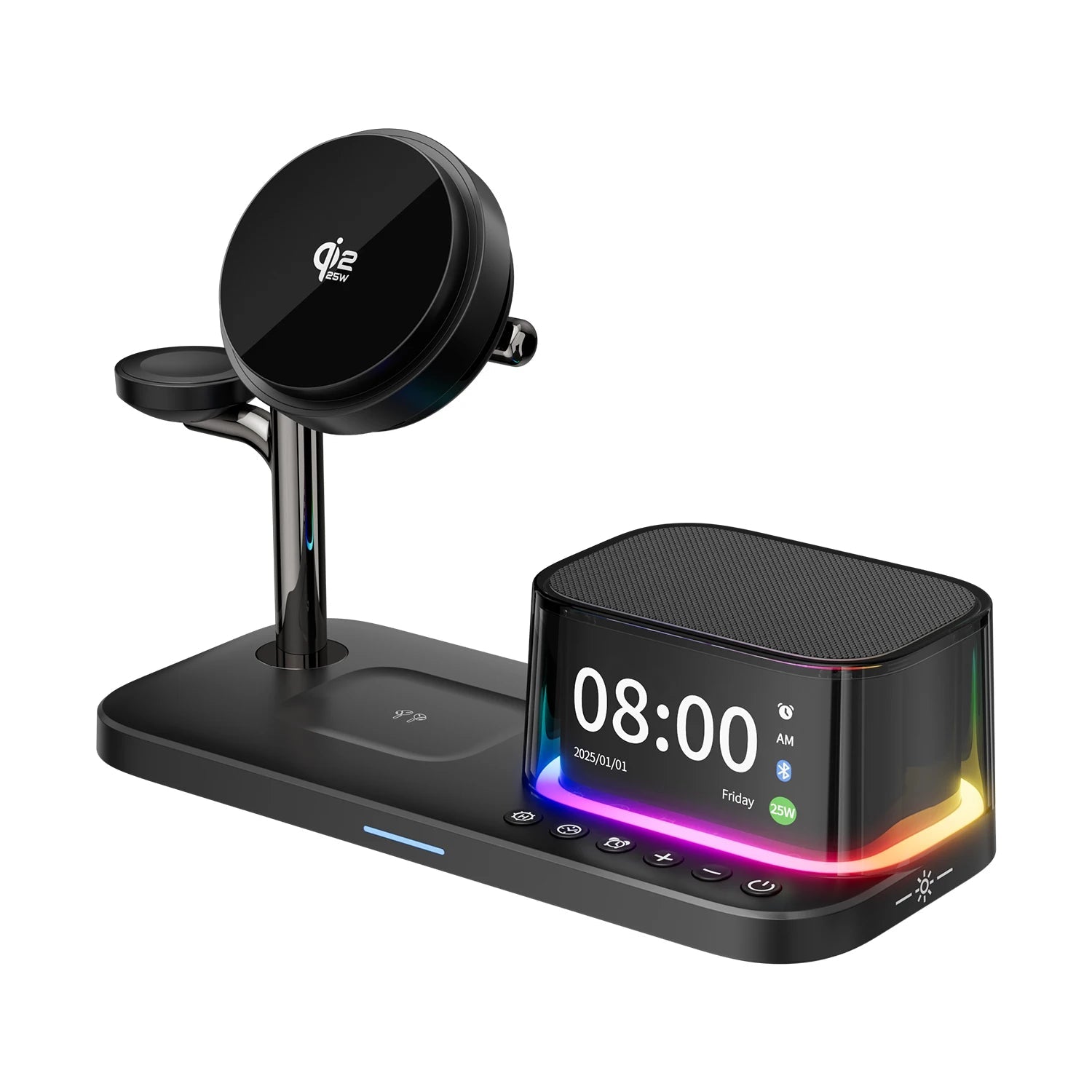 Qi2 25W 5 in 1 Magnetic Wireless Charger Stand with Speaker 25W Fast Charging for Iphone 17 16 15 Pro Max, Airpods,iwatch - Velvet Haven