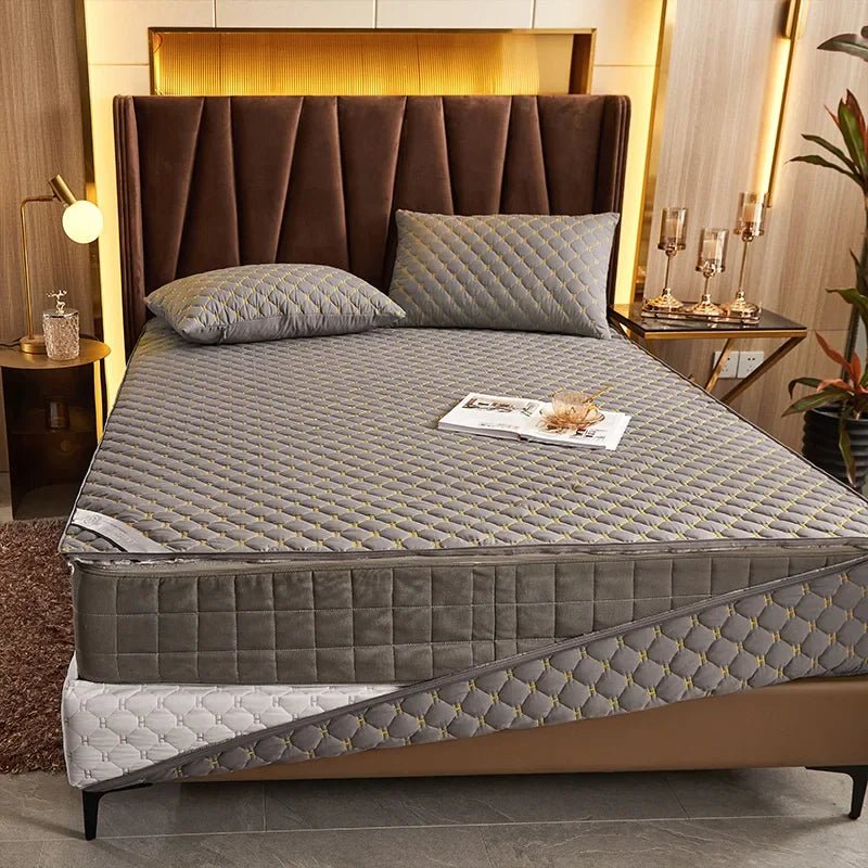 Quilted Zippered Mattress Protector Cotton-Polyester Cover - Velvet Haven