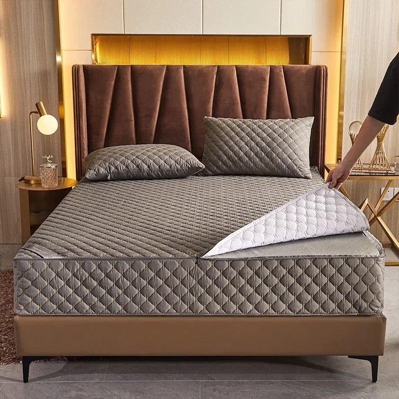 Quilted Zippered Mattress Protector Cotton-Polyester Cover - Velvet Haven