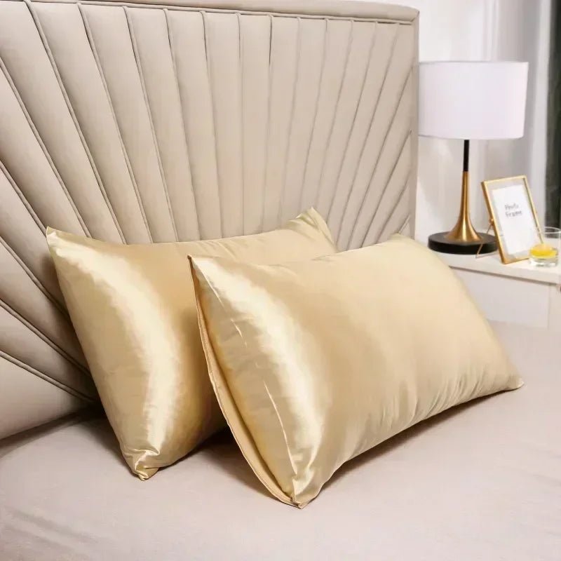 100% mulberry silk pillowcase in a luxury bedroom setting