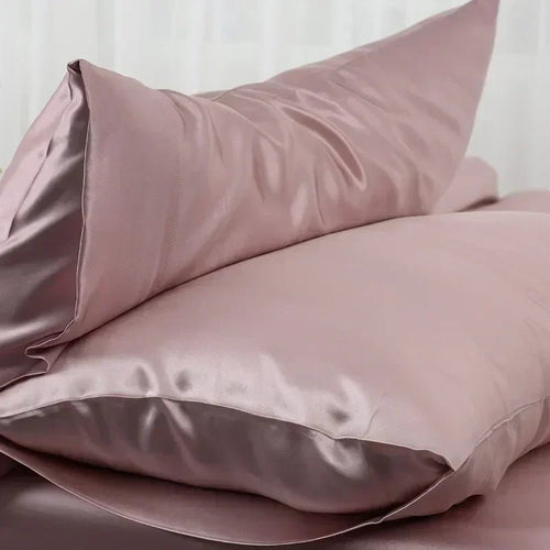100% mulberry silk pillowcase in a luxury bedroom setting
