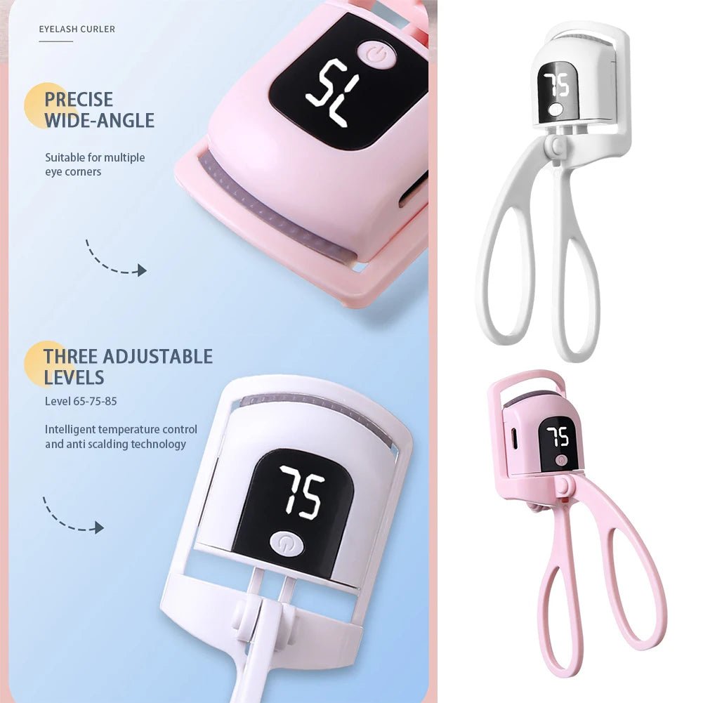 Rechargeable Heated Eyelash Curler with 3 Levels, 30-Second Preheat - Velvet Haven