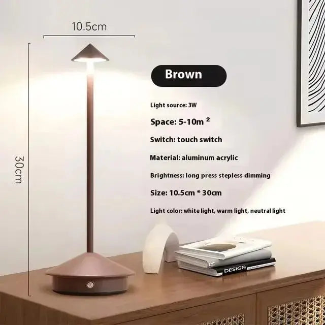 Rechargeable Table LED Lamp Touch Sensor Night Desk Lamp for Restaurant Hotel Bar Bedroom 3 Color Temperatures Stepless Dimming - Velvet Haven