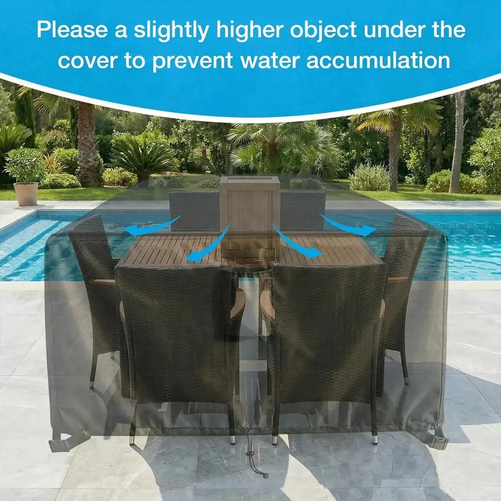 Rectangular Patio Furniture Covers Heavy Duty Table and Chairs Cover,Anti-Fading Outdoor Waterproof 420D Furniture Cover 222Size - Velvet Haven