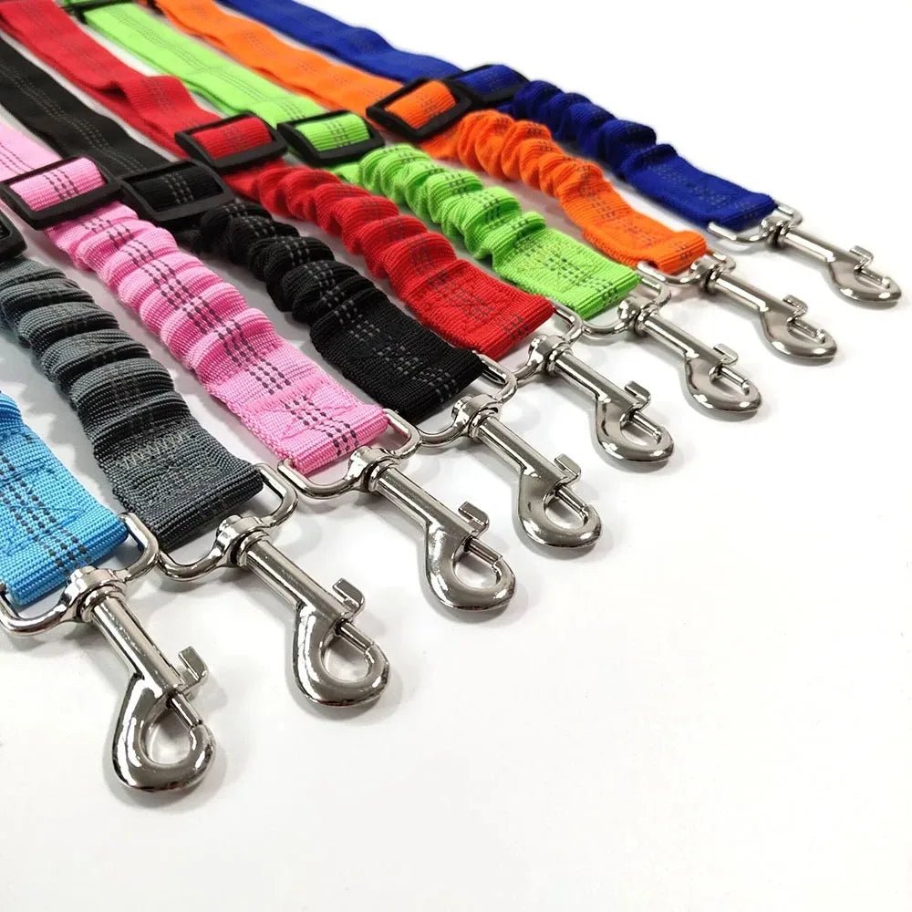 Reflective Adjustable Dog Car Seat Belt - Nylon Bungee Strap - Velvet Haven