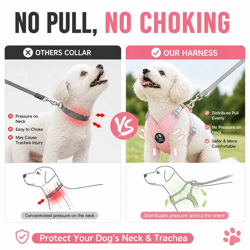 Reflective Dog Vest Harness Leash Set Soft Adjustable No Pull Pet Puppy Chest Strap for Small Medium Dogs Cats Pug Daily Walking - Velvet Haven