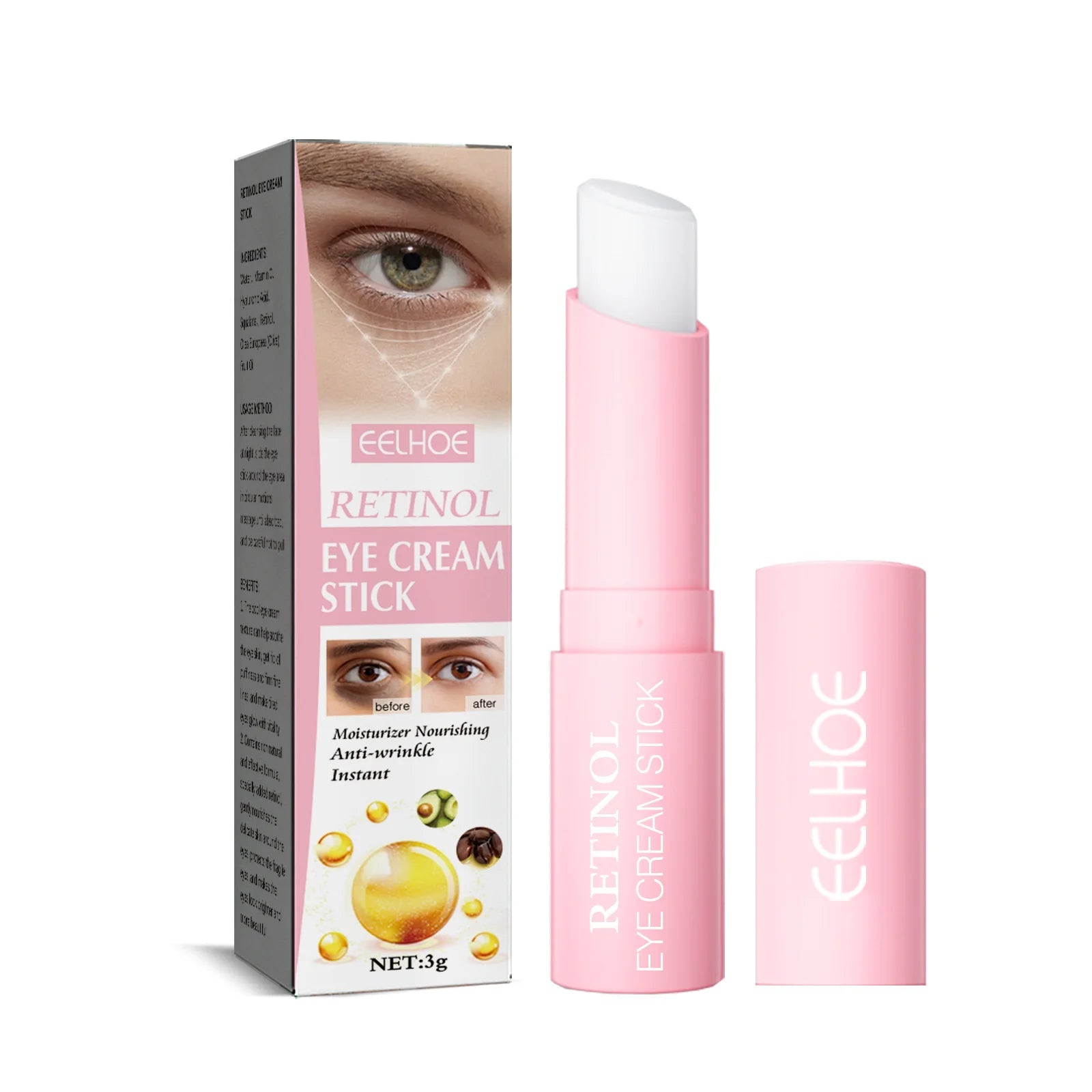 Retinol Eye Cream Stick Fade Fine Line Remove Wrinkle Eye Bags Anti-Puffiness Dark Circle Smoothing Firming Under Eye Skin Care - Velvet Haven