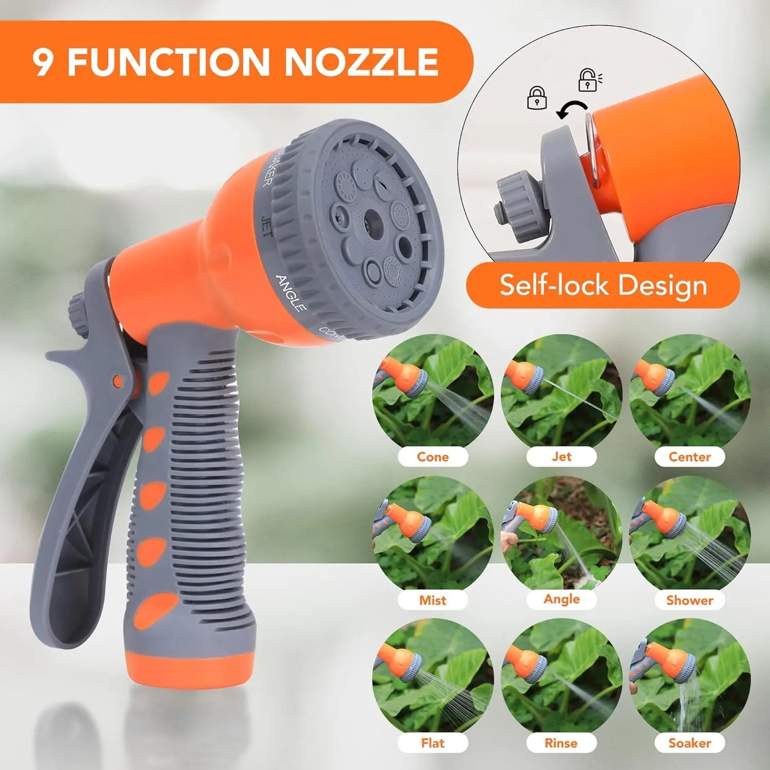 Retractable Garden Hose Reel 1/2 In x 100 FT Wall Mounted Water Hose Reels for Outside with 9 Function Sprayer Nozzle - Velvet Haven
