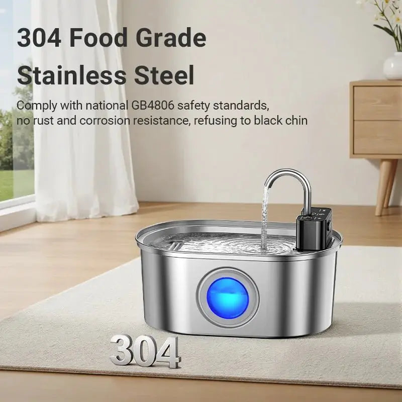 ROJECO 3.2L Stainless Steel Cat Water Fountain Wireless Sensor Smart Automatic Dog Water Dispenser Drinking Fountain 4000mAh - Velvet Haven