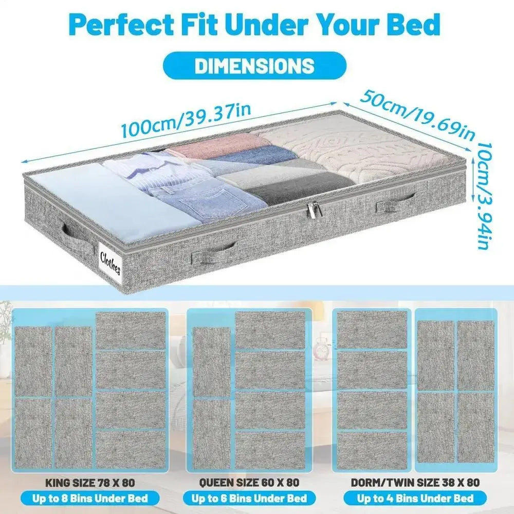 Rolling Underbed Storage Bins With Clear waterproof cover Lightweight Visible For doll Clothes Blankets Bedroom Dorm - Velvet Haven