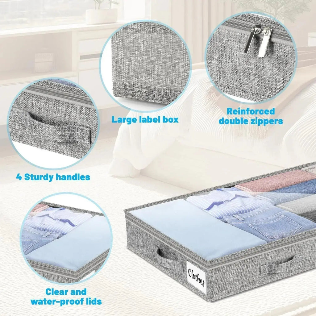 Rolling Underbed Storage Bins With Clear waterproof cover Lightweight Visible For doll Clothes Blankets Bedroom Dorm - Velvet Haven