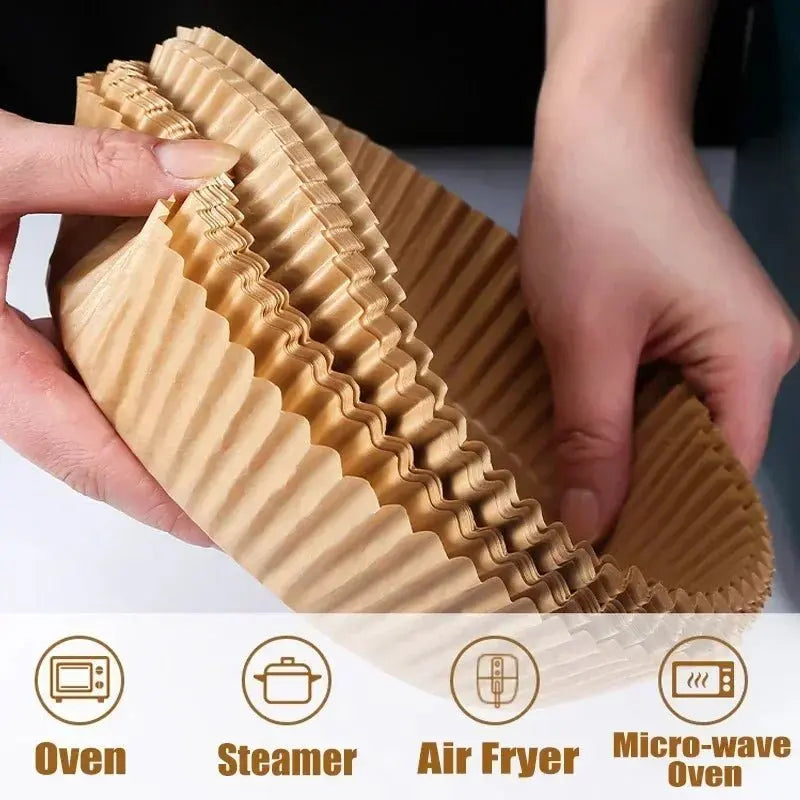 Round Air Fryer Paper Disposable Non-Stick Airfryer Baking Papers Microwave Oven Pot Oil Absorbing Gasket Kitchen Accessories - Velvet Haven