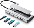 RSHTECH M.2 NVMe/SATA SSD Enclosure 5-in-1 Aluminum 10Gbps USB C Hub with 3 USB 3.2 Data Ports 100W Power Delivery and M2 SSD Docking Station External USB-C to M.2 Caddy for Laptops MacBook - Velvet Haven