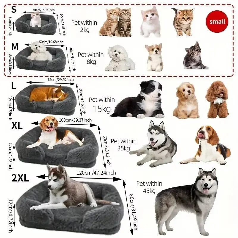 S M L XL XXL Calming Dog Bed Orthopedic Memory Foam Sofa Couch Waterproof Removable Cover Plush Mat for Small Medium Large Dogs - Velvet Haven