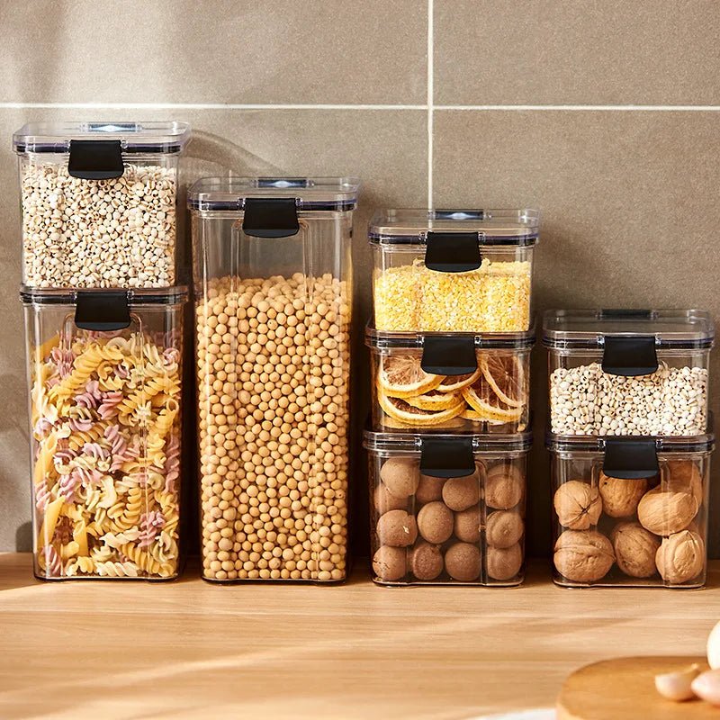 Sealed Jars Kitchen Grain Storage Organizer Large Tank Plastic Moisture-proof Storage Box Household Seasoning Jars Set - Velvet Haven