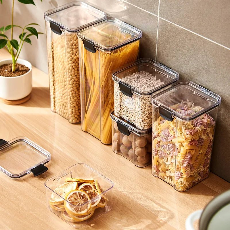 Sealed Jars Kitchen Grain Storage Organizer Large Tank Plastic Moisture-proof Storage Box Household Seasoning Jars Set - Velvet Haven