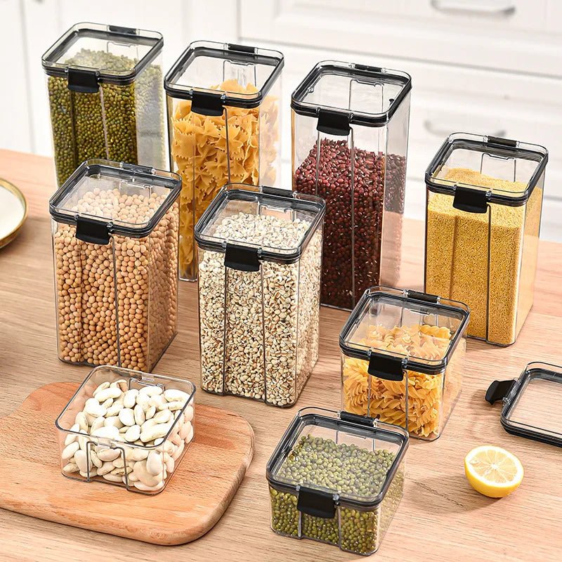 Sealed Jars Kitchen Grain Storage Organizer Large Tank Plastic Moisture-proof Storage Box Household Seasoning Jars Set - Velvet Haven