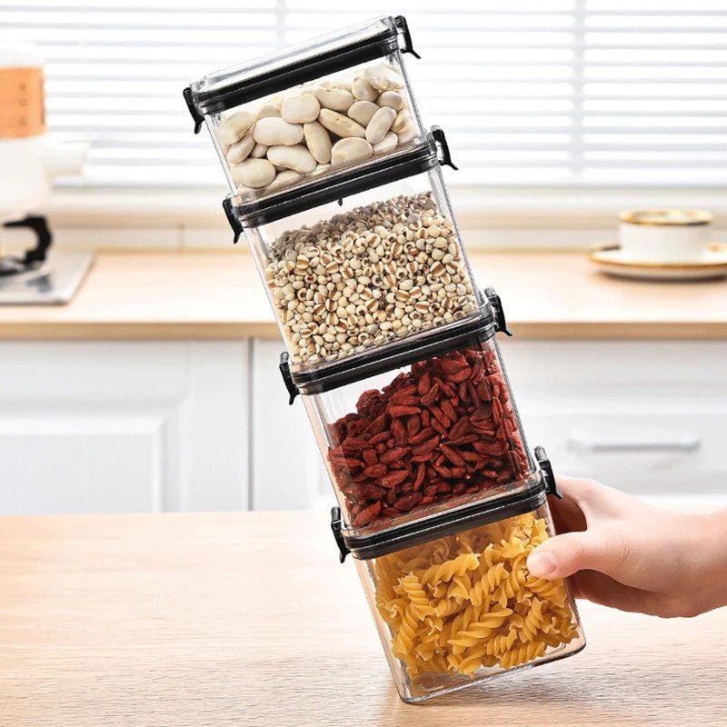 Sealed Jars Kitchen Grain Storage Organizer Large Tank Plastic Moisture-proof Storage Box Household Seasoning Jars Set - Velvet Haven