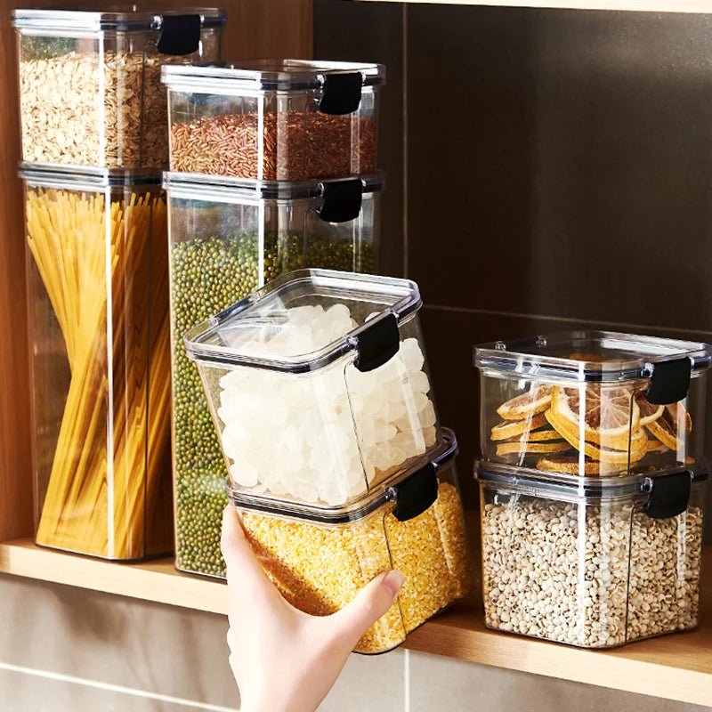 Sealed Jars Kitchen Grain Storage Organizer Large Tank Plastic Moisture-proof Storage Box Household Seasoning Jars Set - Velvet Haven