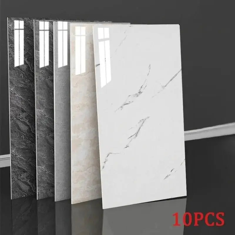 Self-adhesive Marble 10Pcs Tiles Sticker Waterproof 30cmx60cm Tiles Floor Stickers PVC Tile Kitchen Bathroom Wall Sticker - Velvet Haven