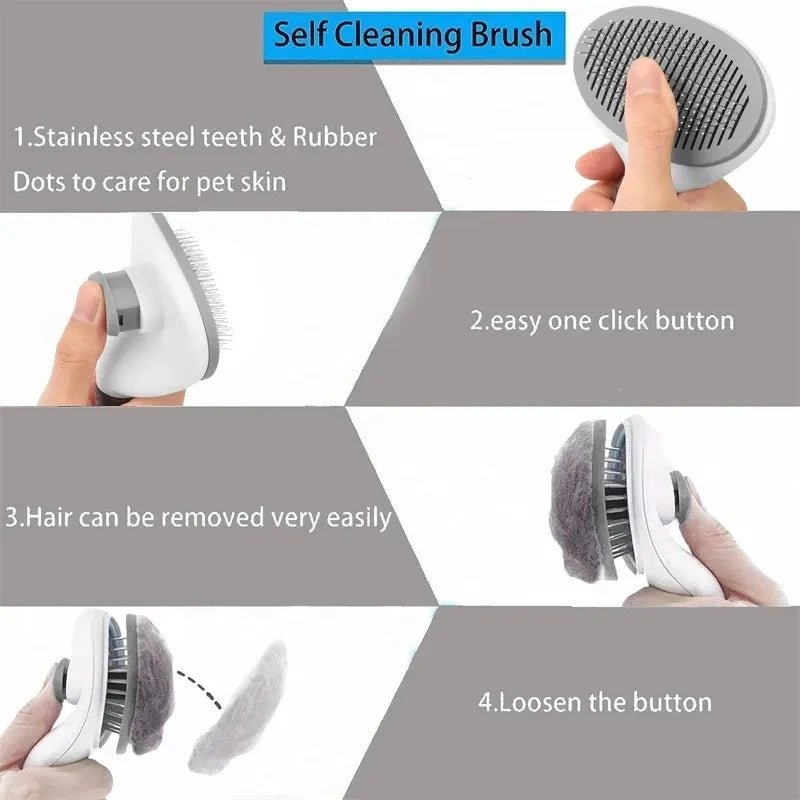 Self-cleaning Pet Hair Remove Comb Cat Slicker Brush Pet Hair Removal Comb For Cats Grooming Brushes Dog Combs Cat Accessories - Velvet Haven