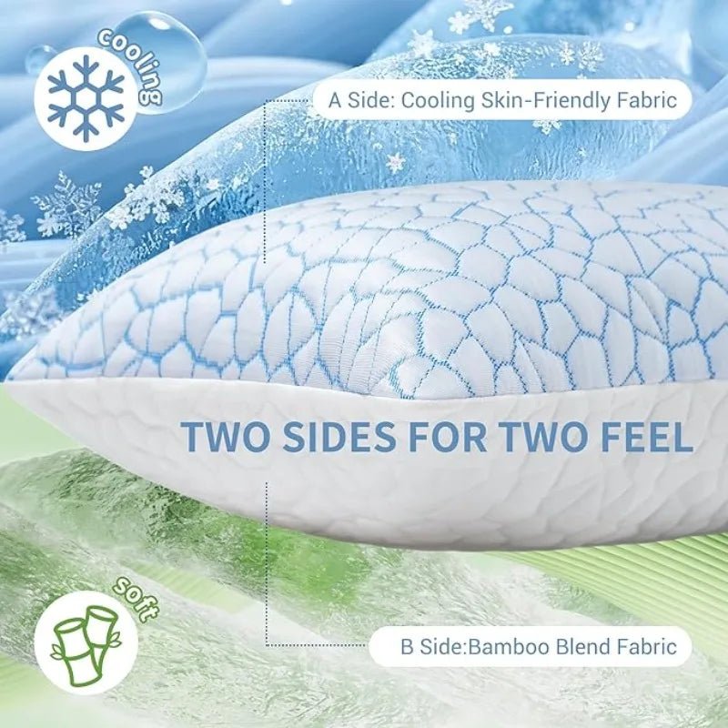 SheRest Cooling Memory Foam Pillow for Sleeping, Ice Silk Cool Touch Bed Pillow with Adjustable Shredded Foam Fill, Breathable Support for Hot Sleepers, Side, Back & Stomach Sleepers - Velvet Haven