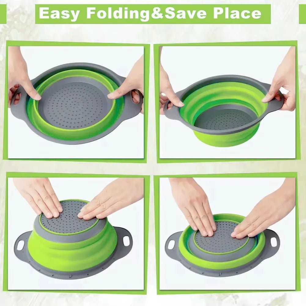 Collapsible Silicone Colander & Folding Drain Basket - Velvet Haven