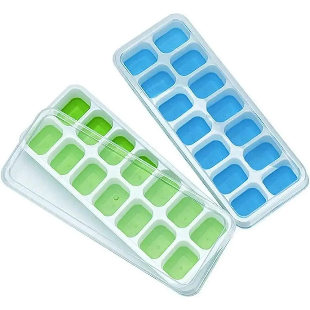 Silicone Ice Cube Mold Trays 14-ice Cube Trays Reusable Silicone Ice Tray with Lid Super Easy Release Ice Cube Molds for Kitchen - Velvet Haven