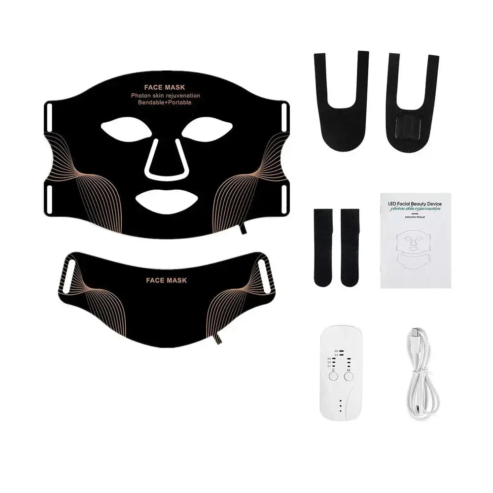 Silicone LED Mask Face With Neck 7 Colors LED Photon Red Light Infrared Therapy Flexible Facial Mask Repair Skin Wireless Use - Velvet Haven