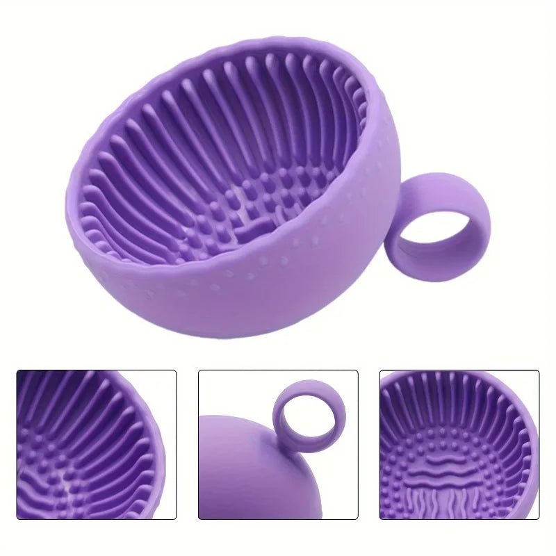 Silicone Makeup Brush Cleaner Bowl with Scrubber Pad - 1 Pc - Velvet Haven