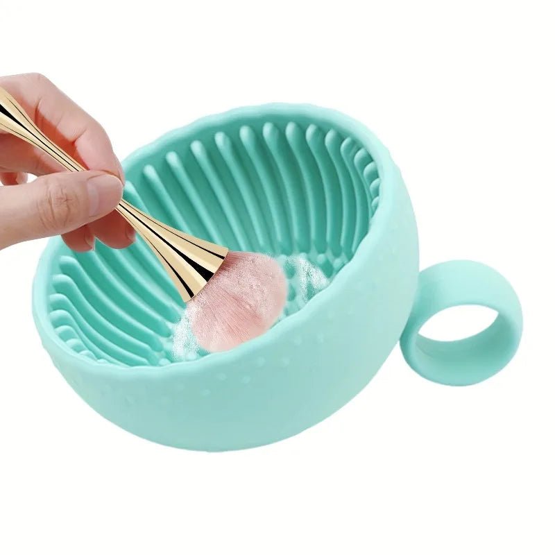 Silicone Makeup Brush Cleaner Bowl with Scrubber Pad - 1 Pc - Velvet Haven