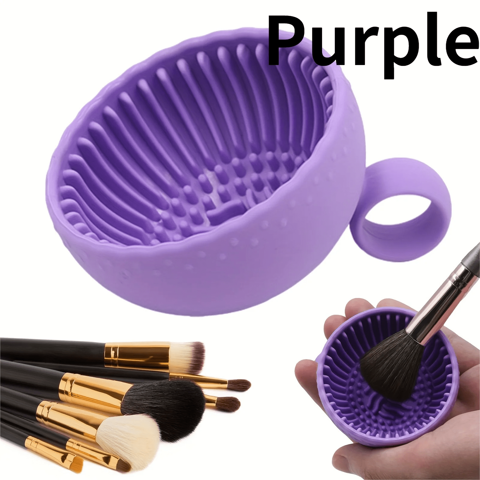Silicone Makeup Brush Cleaner Bowl with Scrubber Pad - 1 Pc - Velvet Haven