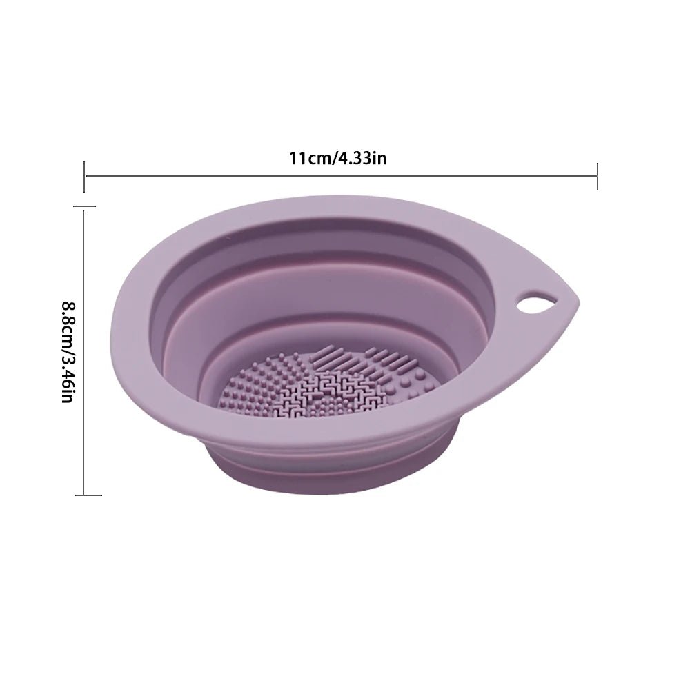 Silicone Makeup Brush Cleaning Bowl with Folding Holder - Velvet Haven
