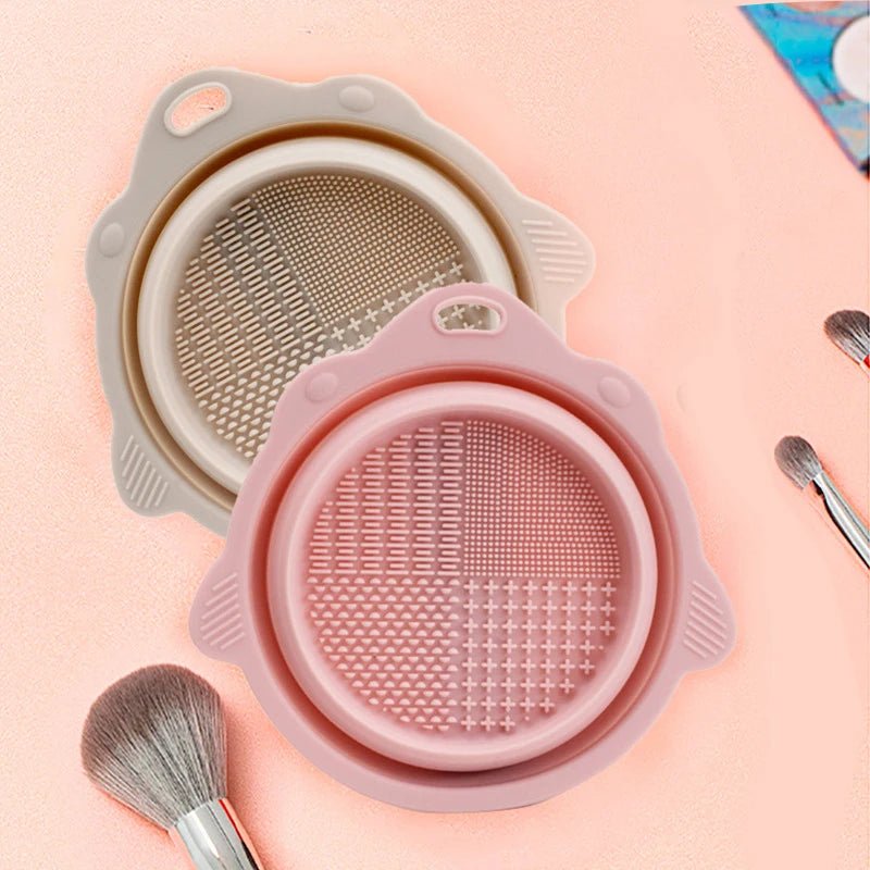 Silicone Makeup Brush Cleaning Bowl with Folding Holder - Velvet Haven