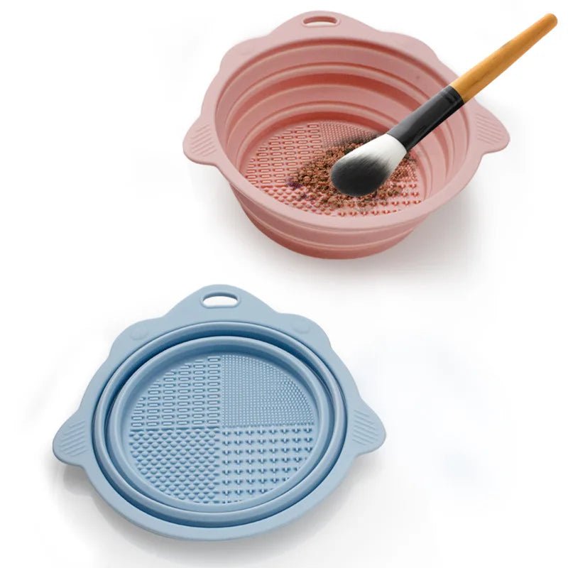 Silicone Makeup Brush Cleaning Bowl with Folding Holder - Velvet Haven