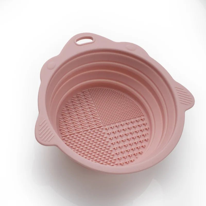 Silicone Makeup Brush Cleaning Bowl with Folding Holder - Velvet Haven