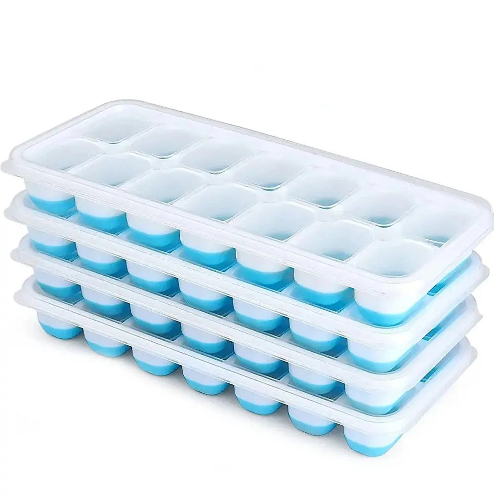 Silicone square ice cube mold with lid, 14 compartments easy to demold, DIY kitchen accessories, homemade freezing small tools - Velvet Haven