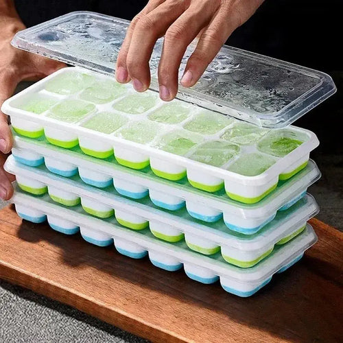 Silicone square ice cube mold with lid, 14 compartments easy to demold, DIY kitchen accessories, homemade freezing small tools - Velvet Haven