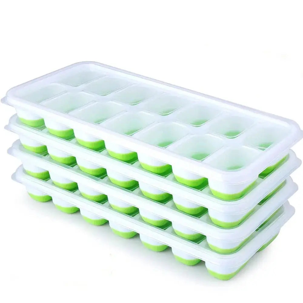 Silicone square ice cube mold with lid, 14 compartments easy to demold, DIY kitchen accessories, homemade freezing small tools - Velvet Haven