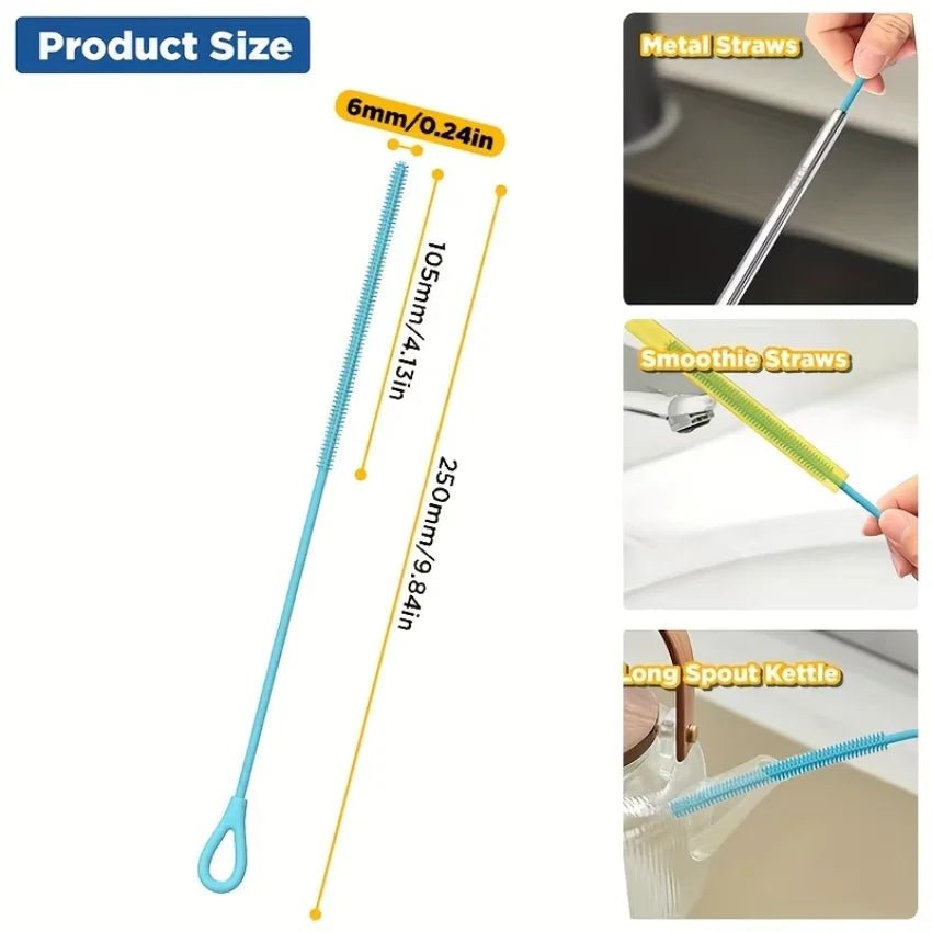 Silicone Straw Cleaning Brush, 6mm Reusable Tube Cleaner - Velvet Haven