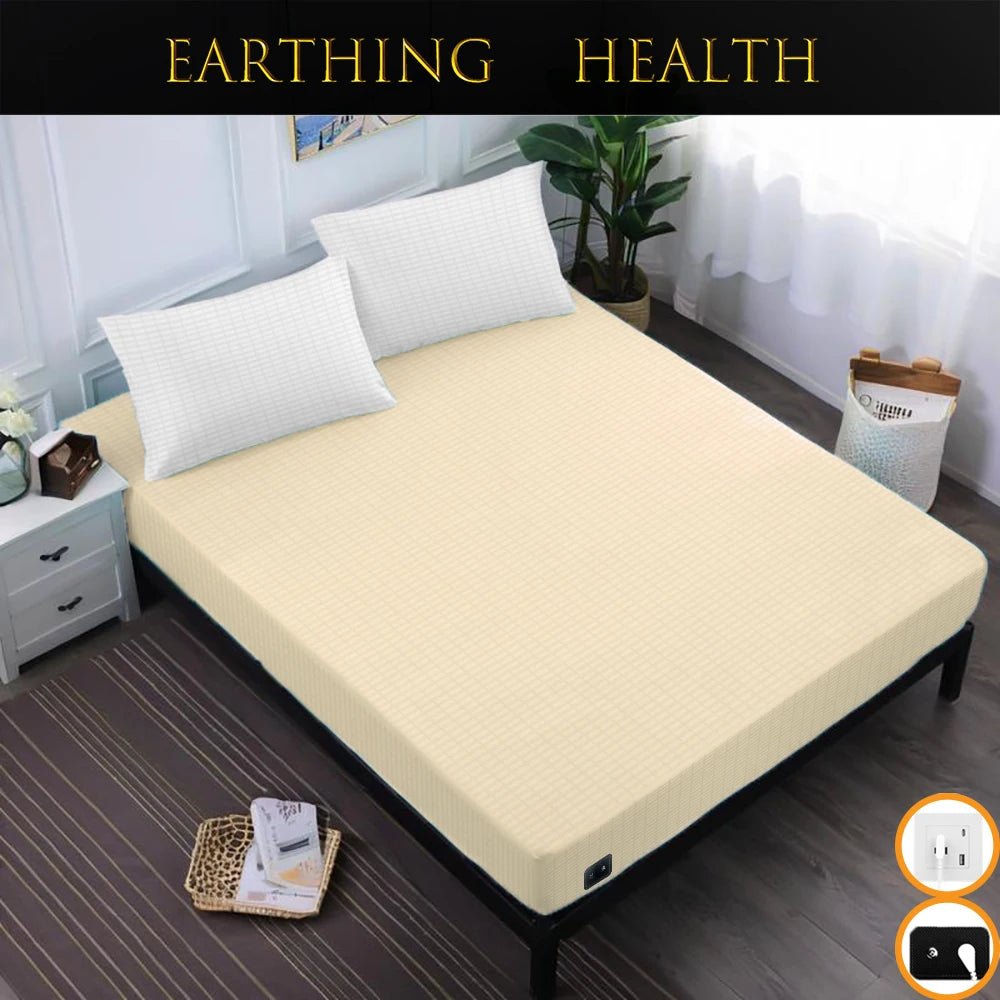 Silver Fiber Fitted Bedsheets with Conductive Earthing Cord Grounded Bed Sheet Antibacteria Release Electrostatic Help Sleeping - Velvet Haven