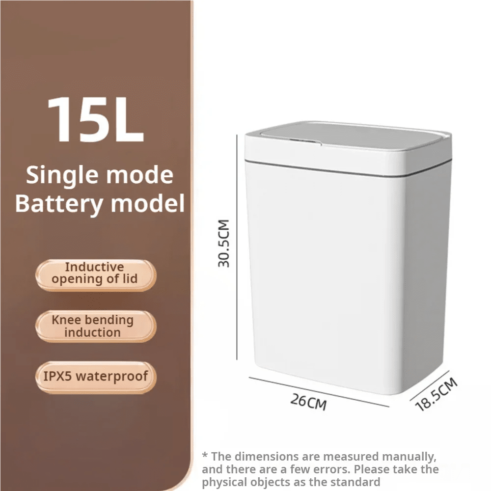 15L Smart Touchless Bathroom Trash Can with Automatic Bagging - Velvet Haven