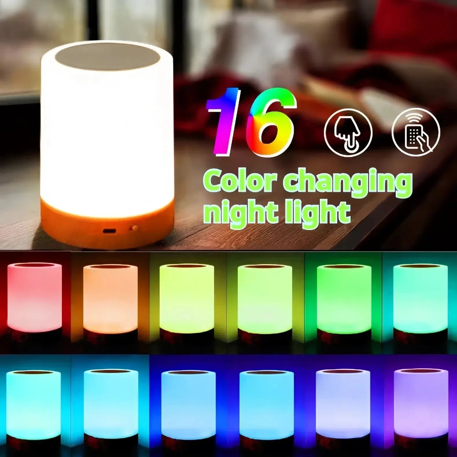 Smart Touch Bedside Table Lamp RGB USB Rechargeable Night Light Desk Lamp Bedroom Decoration Kids Gift Dining Table Light - Velvet Haven