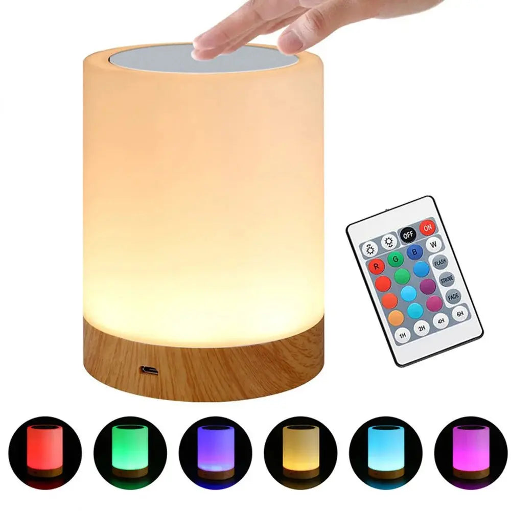 Smart Touch Bedside Table Lamp RGB USB Rechargeable Night Light Desk Lamp Bedroom Decoration Kids Gift Dining Table Light - Velvet Haven