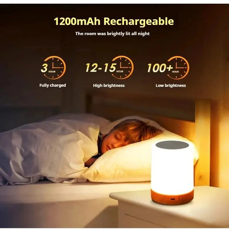 Smart Touch Bedside Table Lamp RGB USB Rechargeable Night Light Desk Lamp Bedroom Decoration Kids Gift Dining Table Light - Velvet Haven
