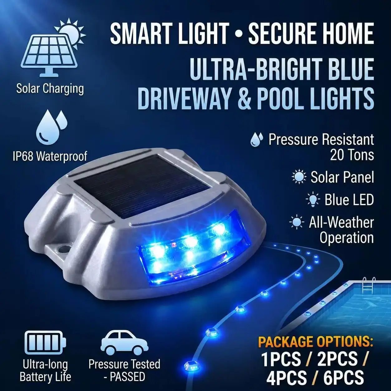 Solar Driveway Lights Deck Pathway Light Solar Dock LED Light Safety Light - Velvet Haven