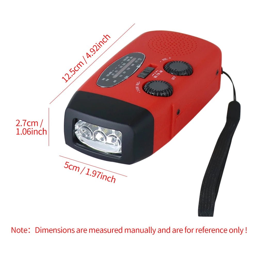 Solar Hand Crank Emergency Weather Radio with LED Flashlight, 2000mAh - Velvet Haven