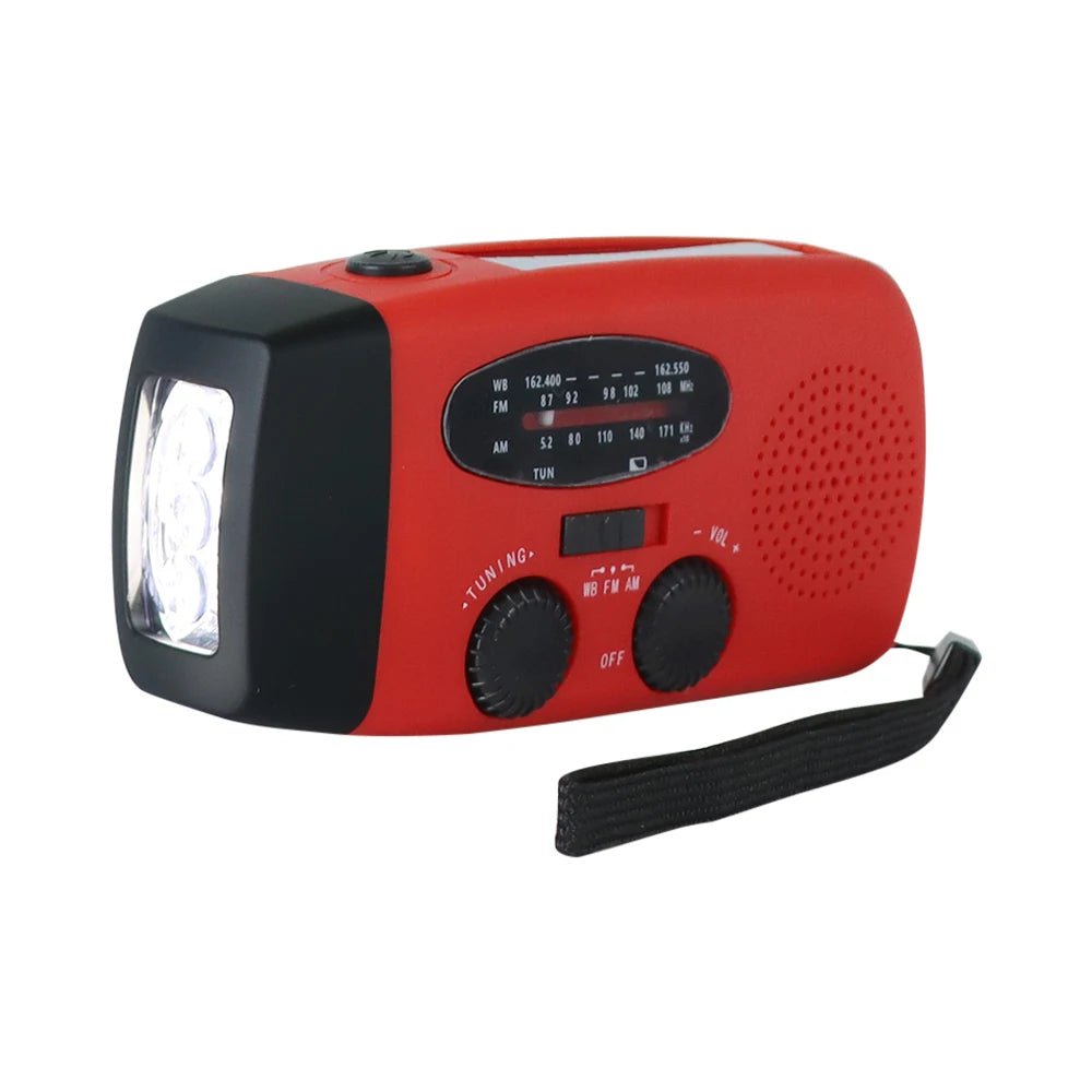Solar Hand Crank Emergency Weather Radio with LED Flashlight, 2000mAh - Velvet Haven