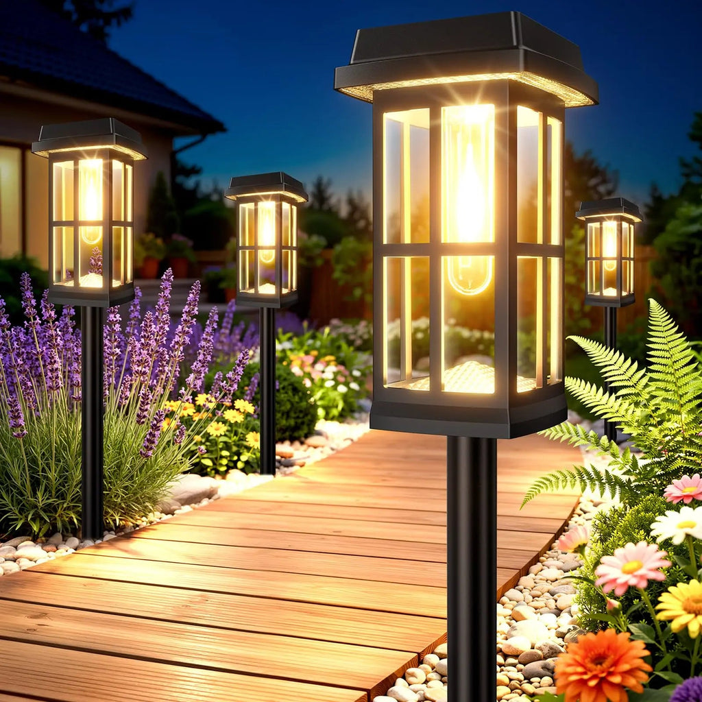 Solar Powered Pathway Lights 8 Pack IP65 Waterproof Auto On Off Outdoor Landscape Lighting Decorative Solar Garden Lamps for Patio Lawn Walkway Driveway Yard - Velvet Haven